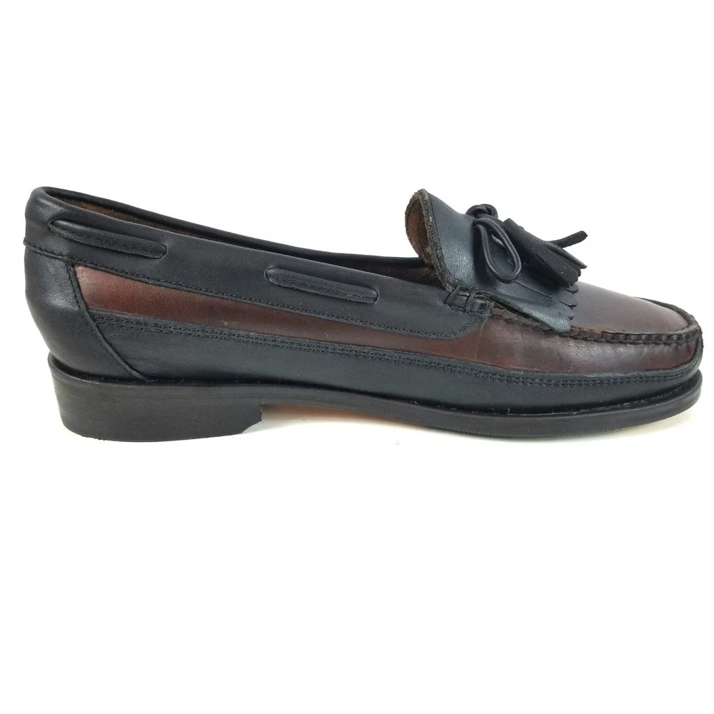Casual Fridays Mens Brown Black Leather Tassel Loafer Kiltie Shoes‎ Size 8.5 M